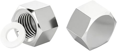 PT 1/4" Pipe Fittings Hex End Cap, 304 Stainless Steel Nut with Washer, Female Thread Plumbing Fittings Blanking Nut Cap with Sealing Gasket for Water Gas Oil Plumbing (Silver, 2 Pack) in Kuwait