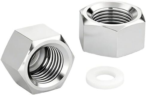 PT 1/4" Pipe Fittings Hex End Cap, 304 Stainless Steel Nut with Washer, Female Thread Plumbing Fittings Blanking Nut Cap with Sealing Gasket for Water Gas Oil Plumbing (Silver, 2 Pack) in Kuwait