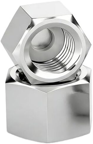 PT 1/4" Pipe Fittings Hex End Cap, 304 Stainless Steel Nut with Washer, Female Thread Plumbing Fittings Blanking Nut Cap with Sealing Gasket for Water Gas Oil Plumbing (Silver, 2 Pack) in Kuwait
