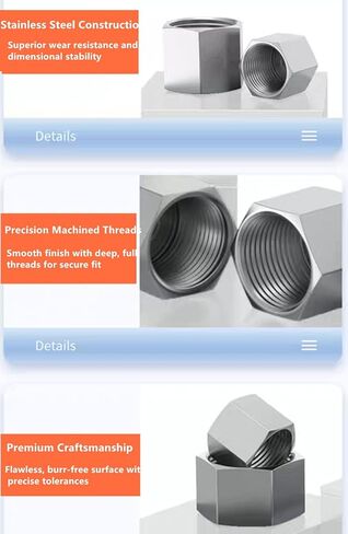 PT 1/4" Pipe Fittings Hex End Cap, 304 Stainless Steel Nut with Washer, Female Thread Plumbing Fittings Blanking Nut Cap with Sealing Gasket for Water Gas Oil Plumbing (Silver, 2 Pack) in Kuwait