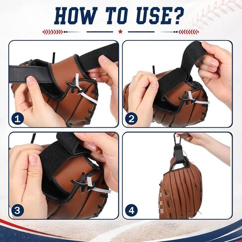 JJUNW 2 Pcs Adjustable Baseball Glove Clip, Baseball Gloves Wrap Baseballs Glove Holder with Hanging Loops, Baseballs Bag Hook Strap Bag Attachment for Drying Charms Team Gifts in Kuwait