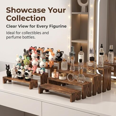 FUSHITON 8Pcs Wooden Display Risers Set, Solid Wood Tiered Stand for Perfumes, Jewellery, Collectibles, Cosmetics, Cupcakes and Party Food Display in Kuwait