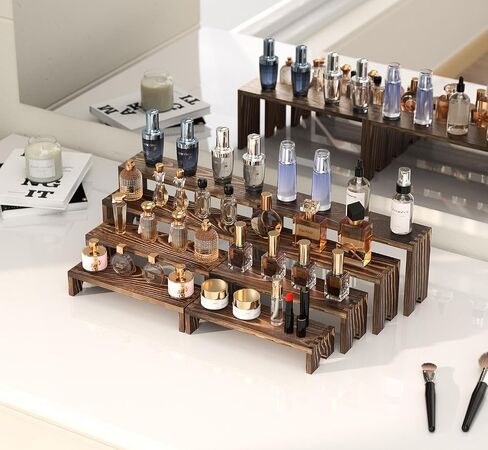 FUSHITON 8Pcs Wooden Display Risers Set, Solid Wood Tiered Stand for Perfumes, Jewellery, Collectibles, Cosmetics, Cupcakes and Party Food Display in Kuwait