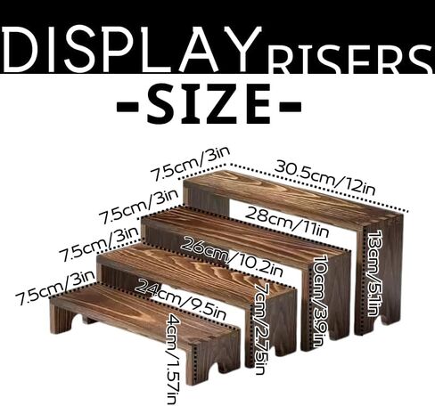 FUSHITON 8Pcs Wooden Display Risers Set, Solid Wood Tiered Stand for Perfumes, Jewellery, Collectibles, Cosmetics, Cupcakes and Party Food Display in Kuwait