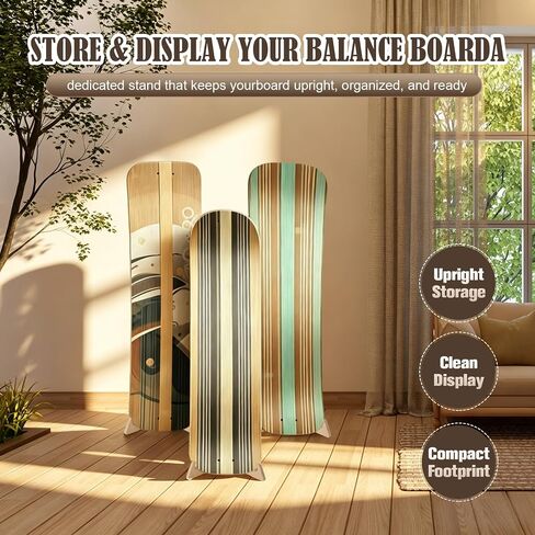Wooden Balance Board Stand, Display Rack and Storage Holder for Balance Trainer and Wobble Board, Stable Organizer for Home Gym, Surf Training and Yoga Practice, 10 x 7.5 x 4 Inch in Kuwait