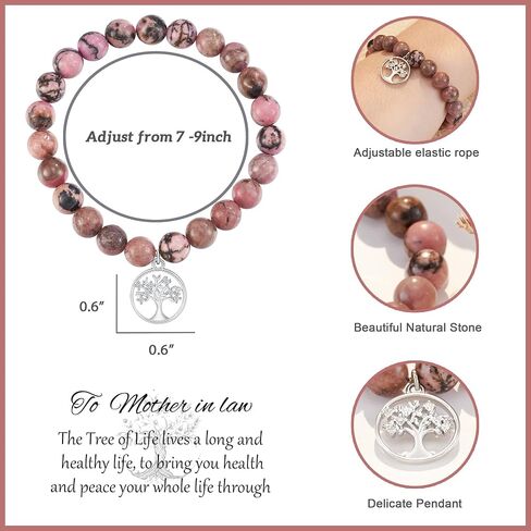 Mothers Day Gifts for Mom, Tree of life Natural Stone Bracelet Gifts for Mom Mother in Law in Saudi Arabia