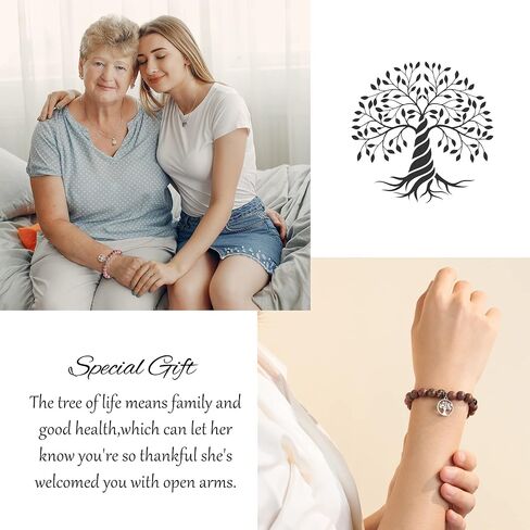 Mothers Day Gifts for Mom, Tree of life Natural Stone Bracelet Gifts for Mom Mother in Law in Saudi Arabia