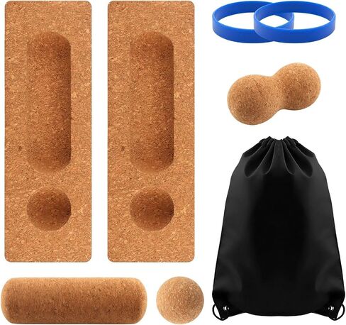 Natural Cork Balance Board Kit, 4-in-1 Foot & Ankle Strengthener Kit, Balance Trainer with Massage Roller & Ball, Toe Resistance Bands, Portable Balances Trainer for Home, Office in Kuwait