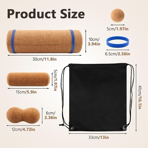Natural Cork Balance Board Kit, 4-in-1 Foot & Ankle Strengthener Kit, Balance Trainer with Massage Roller & Ball, Toe Resistance Bands, Portable Balances Trainer for Home, Office in Kuwait