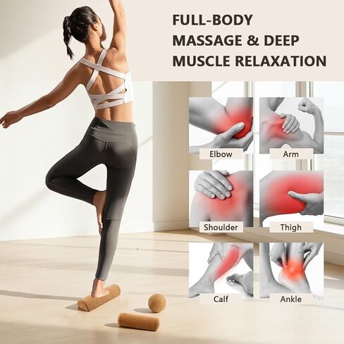Natural Cork Balance Board Kit, 4-in-1 Foot & Ankle Strengthener Kit, Balance Trainer with Massage Roller & Ball, Toe Resistance Bands, Portable Balances Trainer for Home, Office in Kuwait