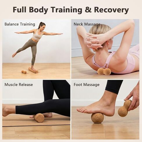 Natural Cork Balance Board Kit, 4-in-1 Foot & Ankle Strengthener Kit, Balance Trainer with Massage Roller & Ball, Toe Resistance Bands, Portable Balances Trainer for Home, Office in Kuwait