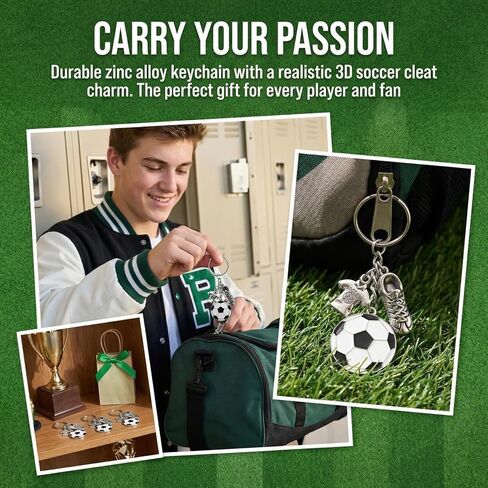 NOLITOY Soccer Keychain 12 Pack - Zinc Alloy Football Keychains for Boys Girls, 3D Sports Backpack Bag Charm Keyring, Soccer Party Favors Goodie Bag Fillers, Team Gifts for Kids Teens in Kuwait