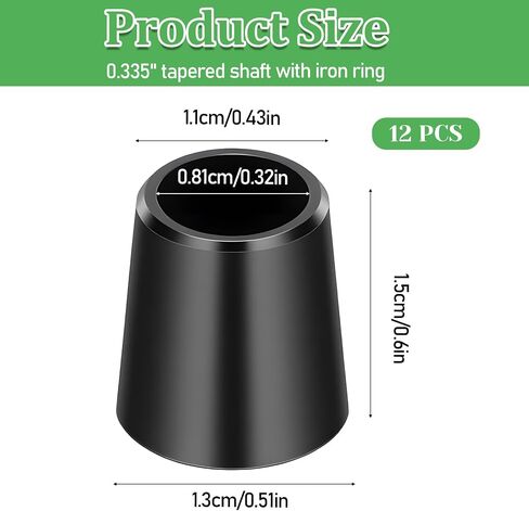 Vin Beauty 12 Pack Golf Iron Ferrules .355 Golf Ferrules for Taper Tip Iron Black Golfs Club Ferrule for Irons Shaft in Kuwait
