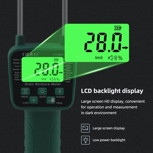 جهاز قياس رطوبة القش، جهاز اختبار مسبار رقمي محمول مع شاشة LCD، جهاز قياس رطوبة الحبوب، جهاز قياس عالي الدقة للأرز والقمح والذرة والأرز و14 محصولًا آخر، عداد مياه للبث الصوتي in Kuwait