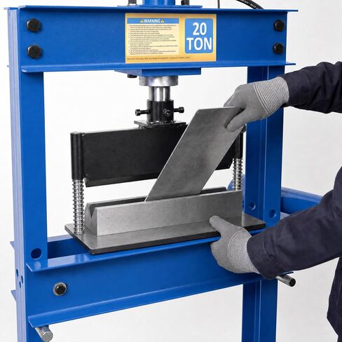 12" Press Brake Attachment for Hydraulic Shop Press | Bends 12" wide, 3/8" thick metal up to 90°. Fit 12/20 ton presses. Dual spring reset, V-die in Kuwait
