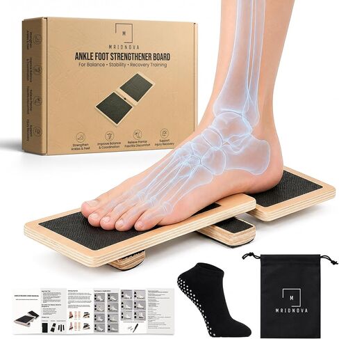 Ankle Balance Board for Stability & Strength – Foot & Ankle Trainer for Plantar Fasciitis Support, Sprained Ankle Recovery, Physical Therapy Equipment Kit with Exercise Book, Grip Sock & Carry Bag in Kuwait
