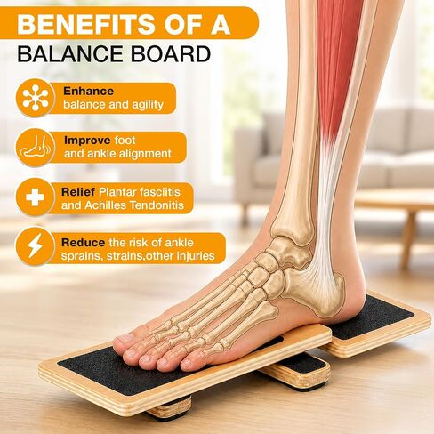 Ankle Balance Board for Stability & Strength – Foot & Ankle Trainer for Plantar Fasciitis Support, Sprained Ankle Recovery, Physical Therapy Equipment Kit with Exercise Book, Grip Sock & Carry Bag in Kuwait