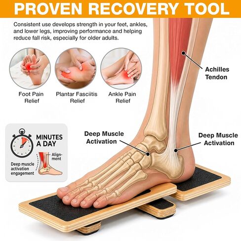 Ankle Balance Board for Stability & Strength – Foot & Ankle Trainer for Plantar Fasciitis Support, Sprained Ankle Recovery, Physical Therapy Equipment Kit with Exercise Book, Grip Sock & Carry Bag in Kuwait
