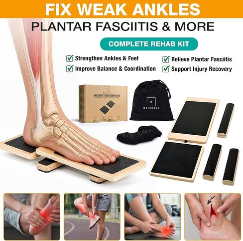 Ankle Balance Board for Stability & Strength – Foot & Ankle Trainer for Plantar Fasciitis Support, Sprained Ankle Recovery, Physical Therapy Equipment Kit with Exercise Book, Grip Sock & Carry Bag in Kuwait