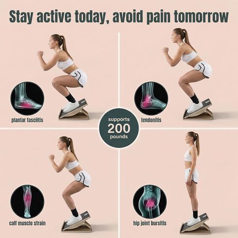 Slant Board for Exercise, 2-in-1 Balance Board & Calf Stretcher with Timer,Adjustable Wooden Squat Wedge with Anti-Slip Surface,Incline Board for Stretching & Blance Training in Kuwait