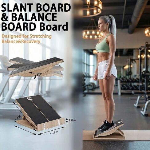 Slant Board for Exercise, 2-in-1 Balance Board & Calf Stretcher with Timer,Adjustable Wooden Squat Wedge with Anti-Slip Surface,Incline Board for Stretching & Blance Training in Kuwait
