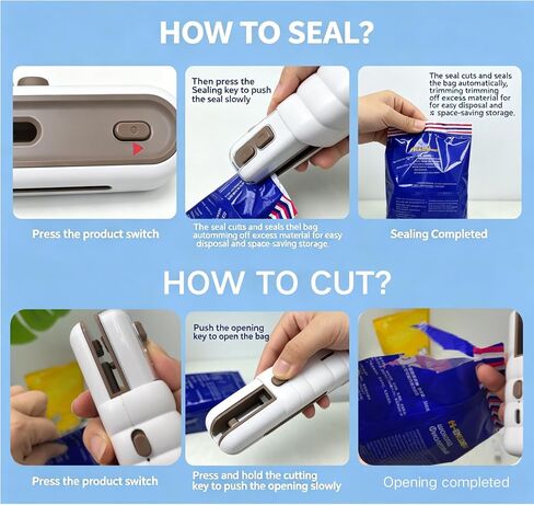 2 in 1 Magnetic Heat Bag Sealer, Mini Handheld Chip Bag Sealer with Built-in Bottle Opener, USB Rechargeable Portable Plastic Snack Bag Resealer for Kitchen Food Storage in Kuwait