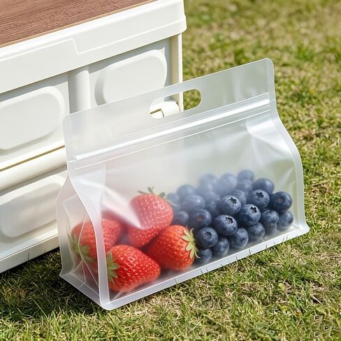 20pcs Pack Transparent Reusable Zip-Lock Food Storage Bags Suitable for Freezer-Safe, Leakproof Seal, Vertical Space-Saving with Closure for Snacks, Pasta, Coffee, Tea | Suitable for Pantry, Fridge, in Kuwait