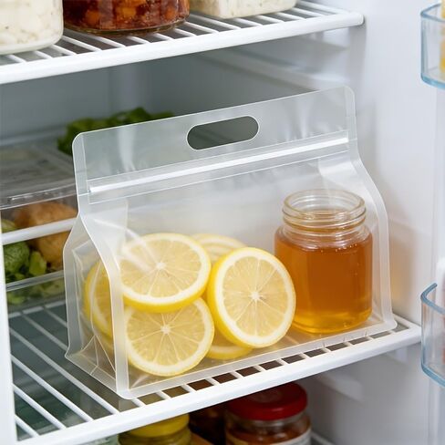 20pcs Pack Transparent Reusable Zip-Lock Food Storage Bags Suitable for Freezer-Safe, Leakproof Seal, Vertical Space-Saving with Closure for Snacks, Pasta, Coffee, Tea | Suitable for Pantry, Fridge, in Kuwait