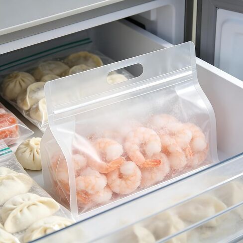 20pcs Pack Transparent Reusable Zip-Lock Food Storage Bags Suitable for Freezer-Safe, Leakproof Seal, Vertical Space-Saving with Closure for Snacks, Pasta, Coffee, Tea | Suitable for Pantry, Fridge, in Kuwait