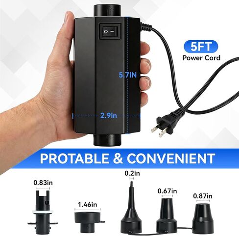 مضخة هواء كهربائية للنفخ، منفاخ نفخ سريع الملء، مضخة مدمجة AC110-120V للمراتب الهوائية والسرير وحمام السباحة يطفو على الماء in Kuwait