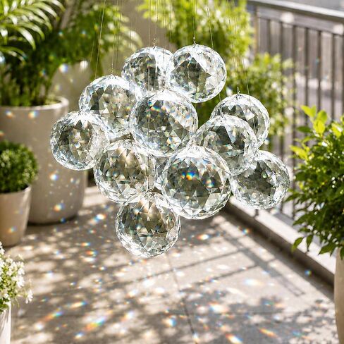 15Pcs Multi-Color Crystal Ball 2025 Hanging Crystals Prisms for Halloween Christmas Windows Party Home Wedding Decor(30mm) in Saudi Arabia