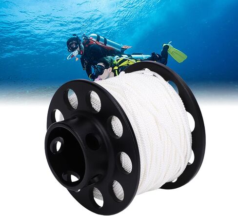 VINGVO Scuba Diving Tech Spool Reel، بكرة غوص مدمجة للإصبع مع خط أبيض بطول 131.2 قدمًا ومشبك طرفي مزدوج 90 مم، مثالية للغوص الآمن الفني لحطام الكهف in Kuwait