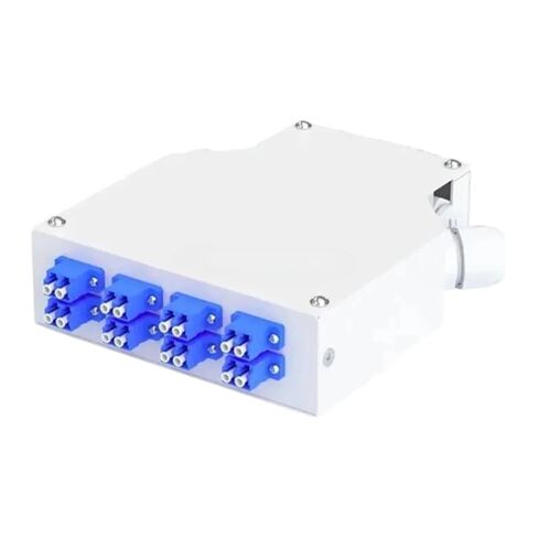 Fiber Optic Distribution Box Ports DIN Rail mounting 2 Cable entrances for 8 core SC ST FC LC Duplex adapters(White LC) in Kuwait