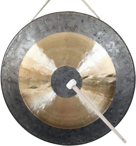 Chau Gong Drummer Feng Shui Gong, Traditional Chinese Sound Instrument, 20cm Diameter, Ideal for Meditation and Decoration in Kuwait