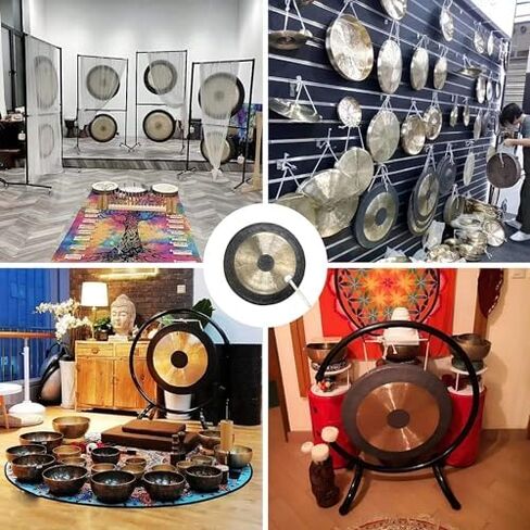 Chau Gong Drummer Feng Shui Gong, Traditional Chinese Sound Instrument, 20cm Diameter, Ideal for Meditation and Decoration in Kuwait
