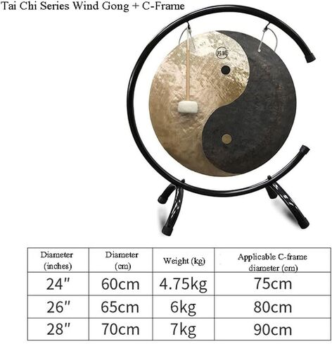 gong Percussion Instruments Authentic gong Zen Table Kung Fu Tai Chi Symbols Feng Shui Meditation Table Bell Home Accessories Housewarming Celebration Blessing Gift(Color:1,Size:60cm.) in Kuwait
