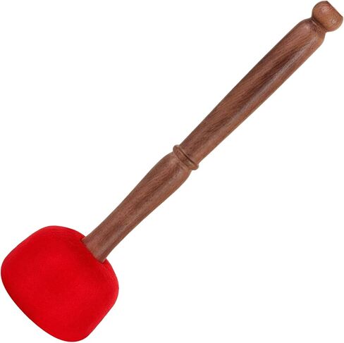 Handcrafted Wooden Gong Mallet with 6Cm Red Wool Felt Head, 23Cm Length, Ideal for Meditation & Crystal Singing Bowls in Kuwait