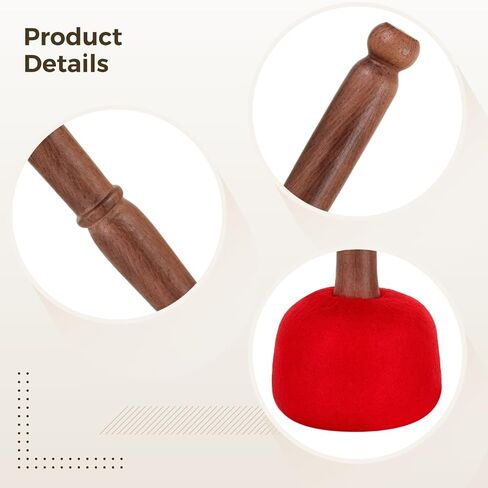 Handcrafted Wooden Gong Mallet with 6Cm Red Wool Felt Head, 23Cm Length, Ideal for Meditation & Crystal Singing Bowls in Kuwait