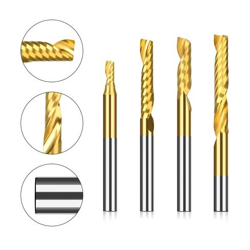 1pcs Single Flute O Flute Spiral End Mill - 1/8 Inch Shank CNC Router Bit for Aluminum, Acrylic, and Woodworking(3.175x1x3mm) in Kuwait