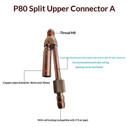 P80 Plasma Cutter Upper and Lower Joint Kit, Copper Material, High Temperature Resistance, 3 Sets, Replacement Parts for Cutting Torch (P80 Joint + 8mm Copper Tube 3 Sets) in Kuwait