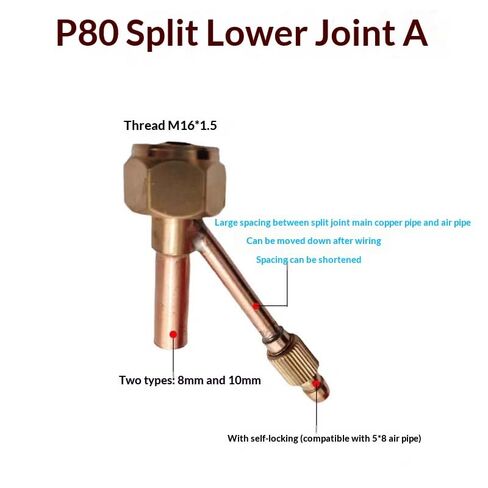 P80 Plasma Cutter Upper and Lower Joint Kit, Copper Material, High Temperature Resistance, 3 Sets, Replacement Parts for Cutting Torch (P80 Joint + 8mm Copper Tube 3 Sets) in Kuwait