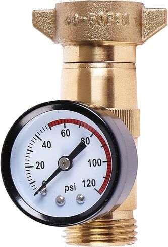 منظم ضغط مياه نحاسي RV (40-50PSI) مع شاشة قياس وفلتر، 3/4 بوصة NH خالية من الرصاص ضغط خرطوم المياه، لعربة RV، مقطورة السفر، نظام سباكة RV - مقياس سهل القراءة in Kuwait