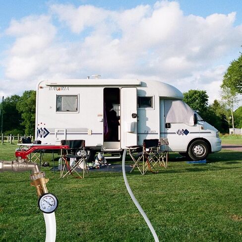 منظم ضغط مياه نحاسي RV (40-50PSI) مع شاشة قياس وفلتر، 3/4 بوصة NH خالية من الرصاص ضغط خرطوم المياه، لعربة RV، مقطورة السفر، نظام سباكة RV - مقياس سهل القراءة in Kuwait