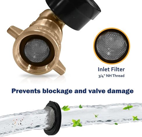منظم ضغط مياه نحاسي RV (40-50PSI) مع شاشة قياس وفلتر، 3/4 بوصة NH خالية من الرصاص ضغط خرطوم المياه، لعربة RV، مقطورة السفر، نظام سباكة RV - مقياس سهل القراءة in Kuwait