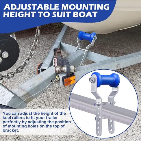 5" Boat Trailer Rollers with Panel Bracket,Upgraded Blue Adjustable Keel Roller Bracket Assembly for 3" Tongue in Kuwait