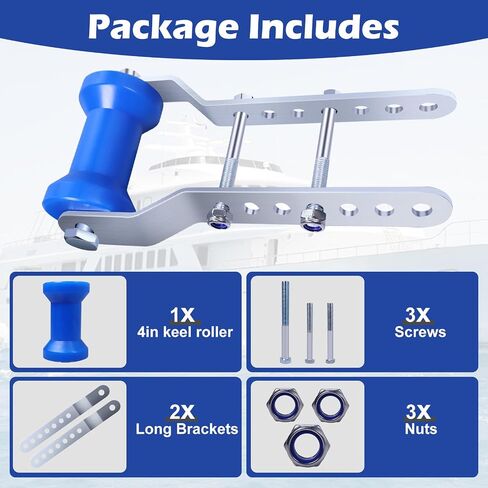 5" Boat Trailer Rollers with Panel Bracket,Upgraded Blue Adjustable Keel Roller Bracket Assembly for 3" Tongue in Kuwait