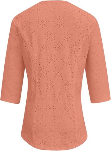 Eyelet Tops for Women 3/4 Sleeve Summer Tops Front Lace Trim Blouse Trendy Solid Color Top Cute Casual Outfits Clothes in Kuwait