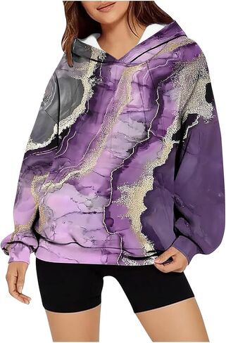 المرأة خريف موضة 2026 التدرج اللون البلوز الأرجواني التعادل صبغ Crewneck البلوز كم طويل مطوي البلوز القمم in Kuwait