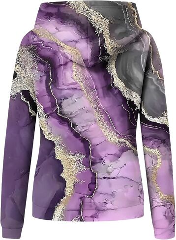 المرأة خريف موضة 2026 التدرج اللون البلوز الأرجواني التعادل صبغ Crewneck البلوز كم طويل مطوي البلوز القمم in Kuwait