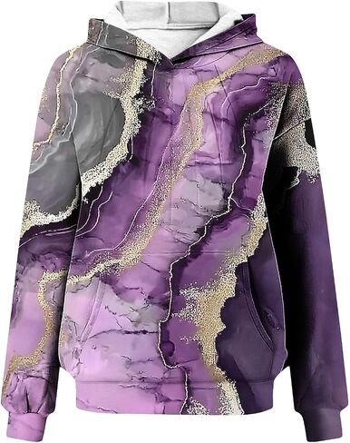 المرأة خريف موضة 2026 التدرج اللون البلوز الأرجواني التعادل صبغ Crewneck البلوز كم طويل مطوي البلوز القمم in Kuwait